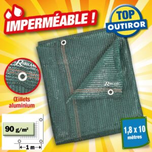 BRISE VUE hauteur 1M80 X 10M de long , 90GR/M² VERT