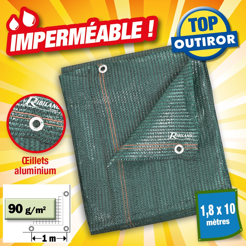 BRISE VUE hauteur 1M80 X 10M de long , 90GR/M² VERT