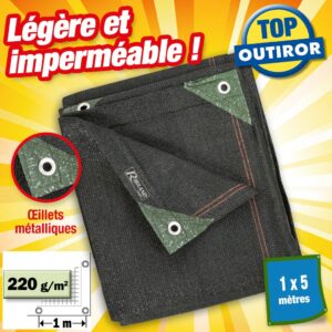 BRISE VUE hauteur 1M X 5M de long , 220GR/M², VERT FONCE