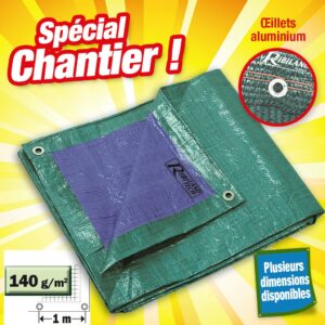 BÂCHE OUTIROR qualité CHANTIER en 140 g/m2