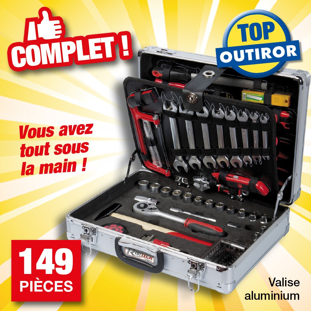 COFFRET OUTILLAGE 149 PIECES EN VALISE ALUMINIUM
