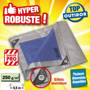 BÂCHE haute résistance en 250 GR/M2 GRANDE DURABILITE