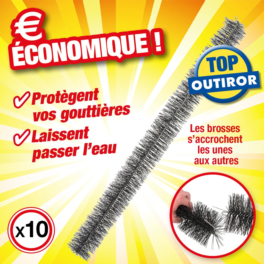 BROSSES DE PROTECTION POUR GOUTTIERE lot de 10 x 1M