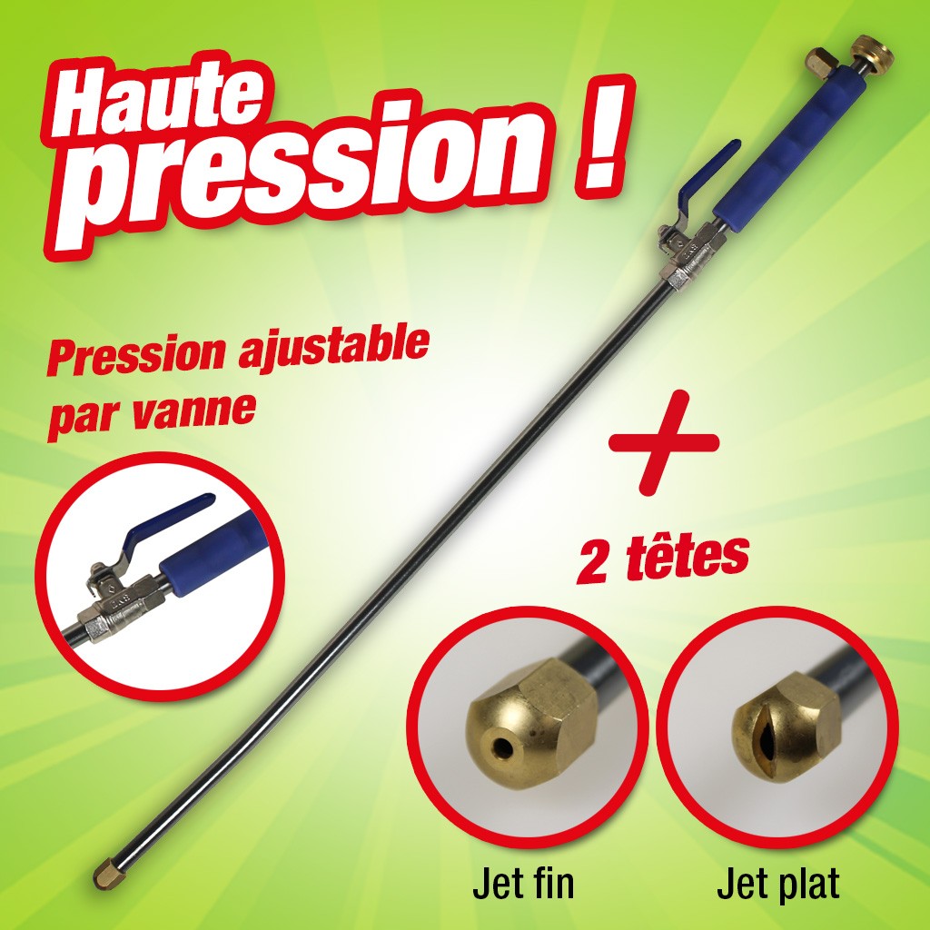 Lance à eau haute pression 2 têtes