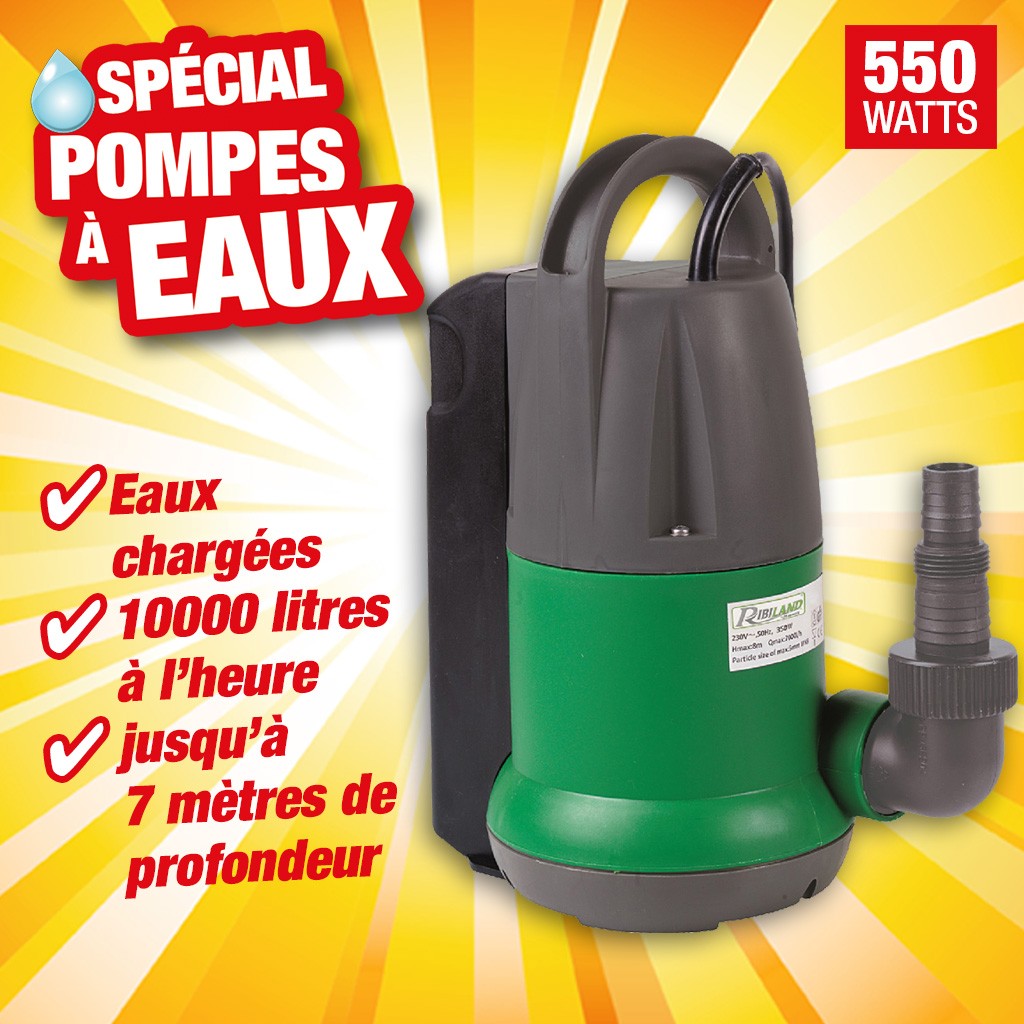 POMPE VIDE CAVE EAUX CHARGEES 550W AVEC FLOTTEUR INTEGRE