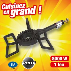 RÉCHAUD GAZ 3 PIEDS FONTE, BRÛLEUR FONTE 8000 WATT