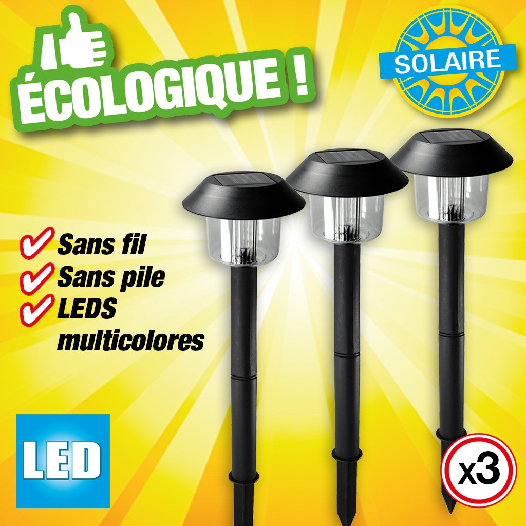 Lot de 3 bornes led changeante