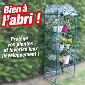 SERRE DE JARDIN - 4 ÉTAGERES HAUTEUR 160 CM