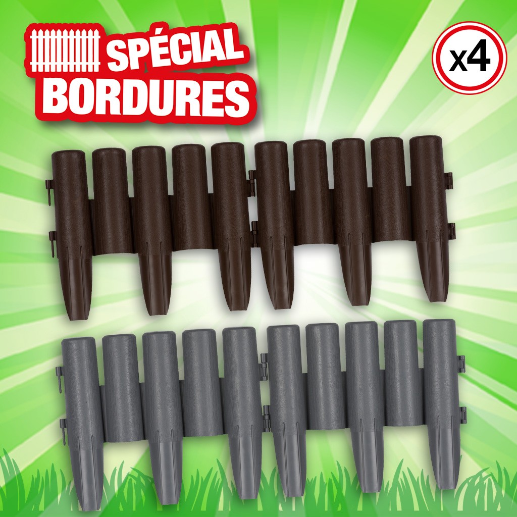 BORDURE DE JARDIN LOT DE 4 PIÈCES ATTACHABLES