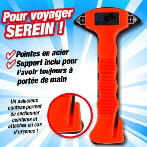 MARTEAU DE SÛRETÉ AVEC SUPPORT AVEC COUTEAU