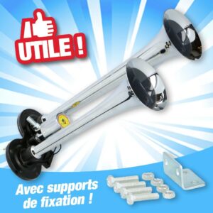 KLAXON AVERTISSEUR 2 CORNES AVEC UN SUPPORT DE FIXATION