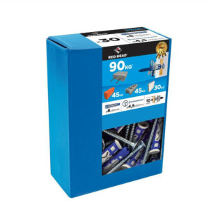 30 chevilles mx gamme couleur RED HEAD, 8 x L.50 mm