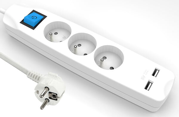 Bloc multiprises 3 prises avec terre et 2 USB