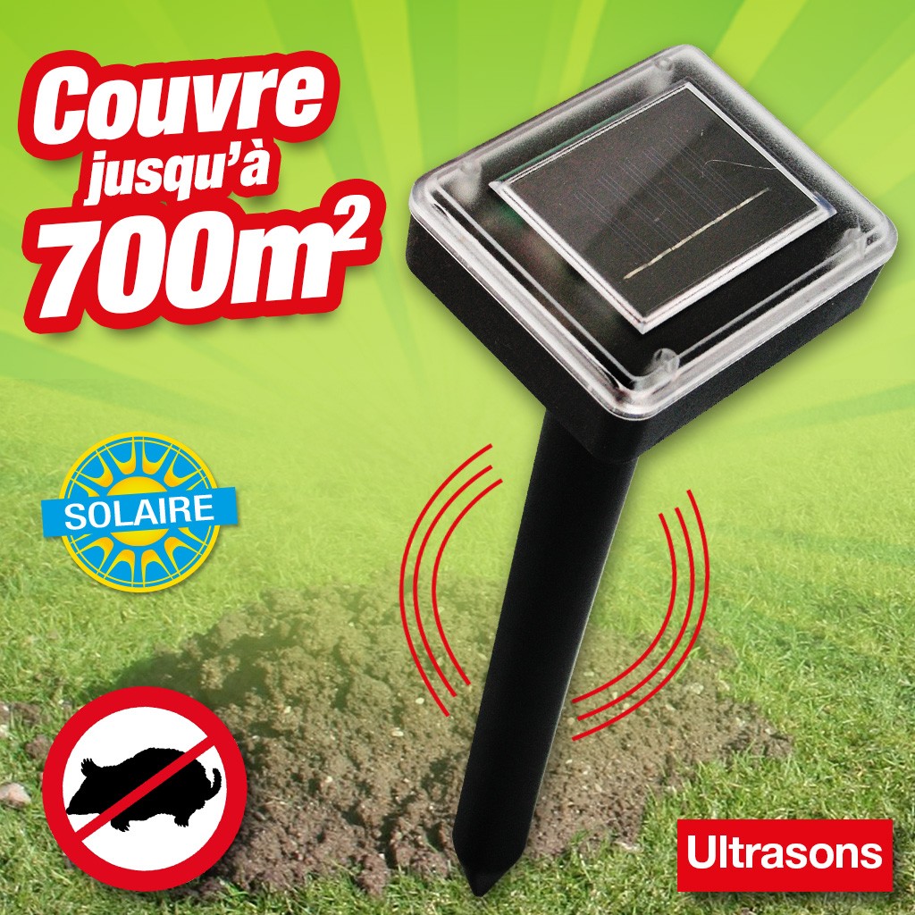 RÉPULSIF ANTI-TAUPE ULTRASONS À ÉNERGIE SOLAIRE