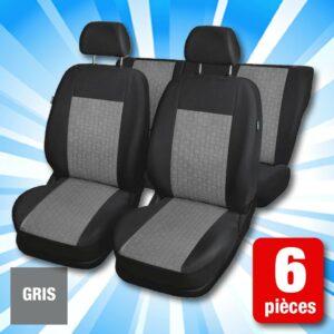 HOUSSES DE SIÈGES AUTO GRISES - SET DE 6 PIÈCES
