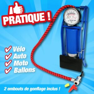 POMPE À PIED MUNIE D'UN MANOMÈTRE GRANDE TAILLE