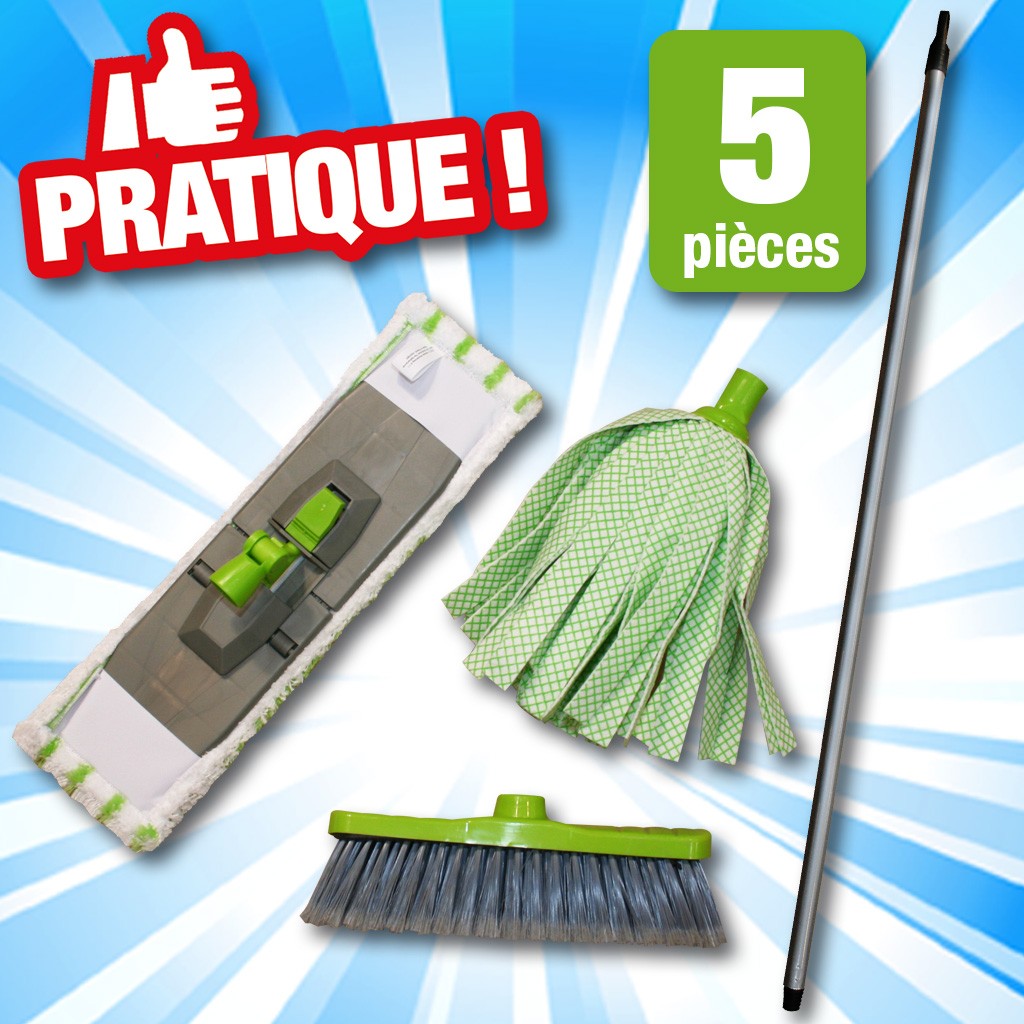 KIT DE NETTOYAGE DES SOLS + DEPOUSSIERAGE - 5 PIÈCES