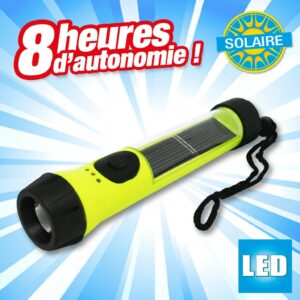 LAMPE DE POCHE SOLAIRE AUTONOMIE DE 8 HEURES DE LUMIÈRE