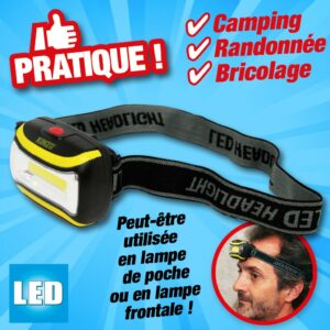 LAMPE FRONTALE SUPER LUMINEUSE COB LED