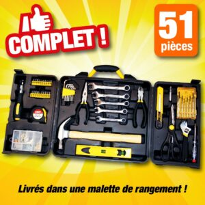 MALLETTE À OUTILS DE 51 PIÈCES, FACILE À RANGER