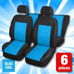HOUSSES DE SIÈGES AUTO BLEU CLAIR - SET DE 6 PIÈCES