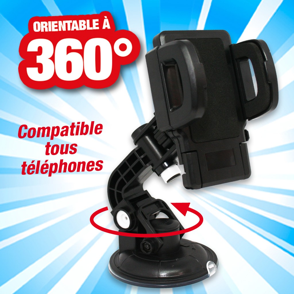 SUPPORT TÉLÉPHONE UNIVERSEL ROTATIF SUR 360°