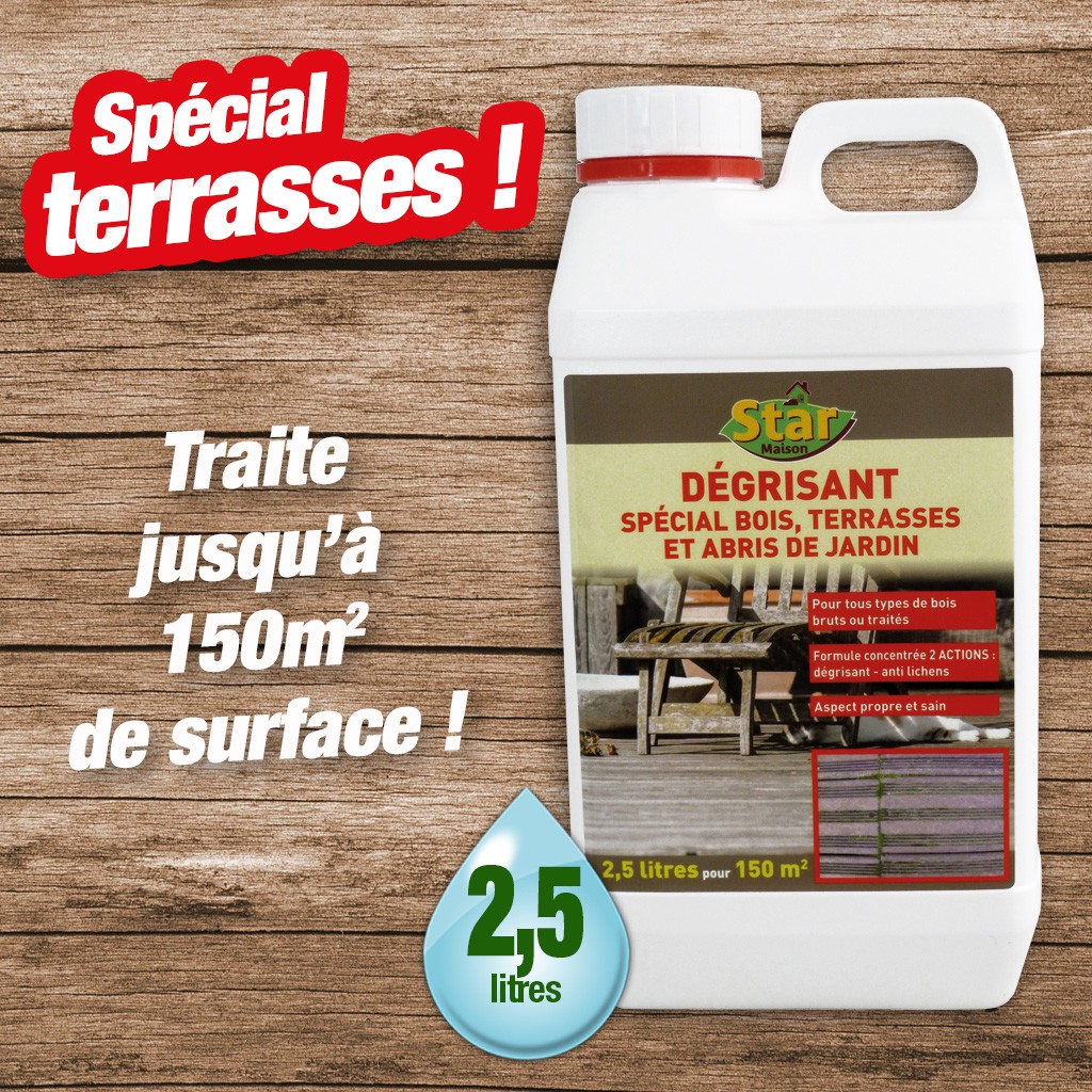 Traitement dégrisant pour redonner de l'éclat à vos bois extérieurs, 2,5 litres