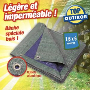 BÂCHE SPECIALE PROTECTION du BOIS et des BUCHES : 1.6M x 6M