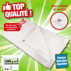 Bâche OUTIROR translucide en 160 gr/m2, avec oeillets solides