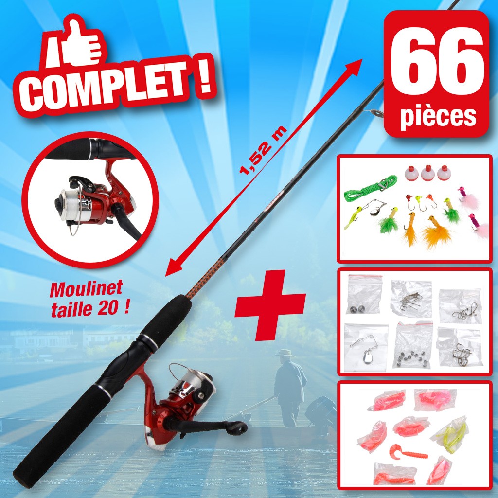 Kit de pêche avec accessoires 66 pcs