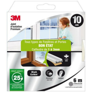 Joint Porte/Fenêtre Universel Bon Etat Premium 1 À 3 mm X 6 m Blanc