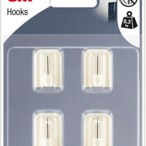 Lot de 4 crochets adhésif 3M, blanc