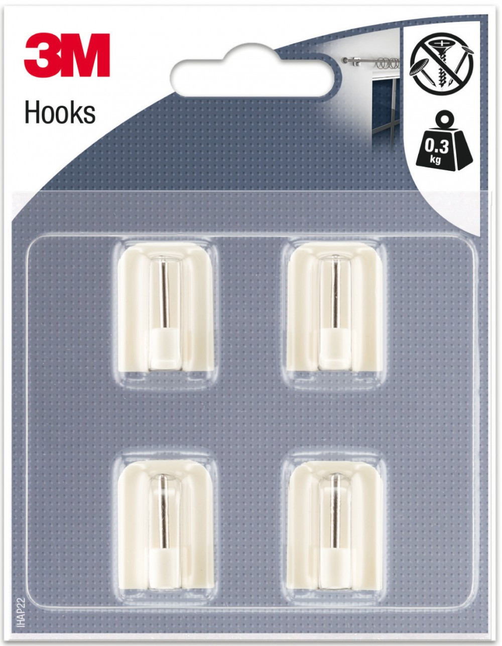 Lot de 4 crochets adhésif 3M, blanc