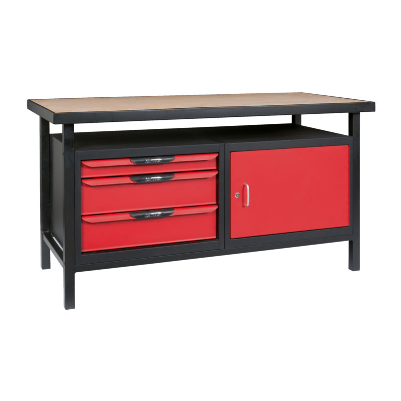 Etabli professionnel d'atelier 1 porte et 3 tiroirs, L. 1,5m - KS TOOLS - 865.0140