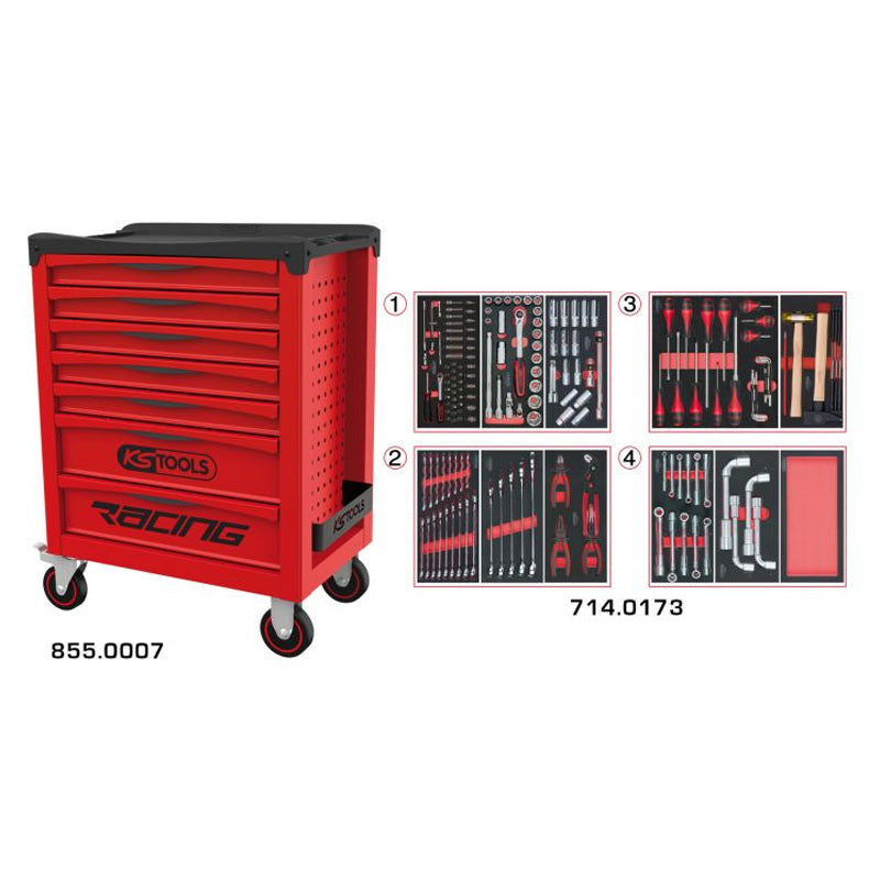 Servante RACING 7 tiroirs équipée de 173 outils - KS TOOLS - 855.7173