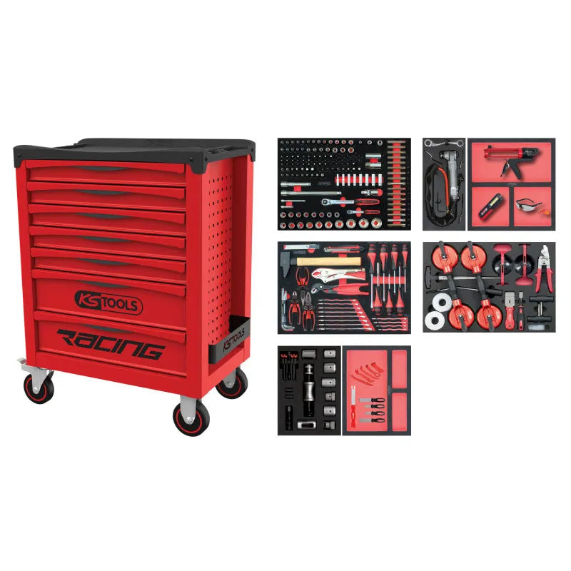 Servante RACING 7 tiroirs + composition pare brise, 232 pcs - KS TOOLS - 855.7232