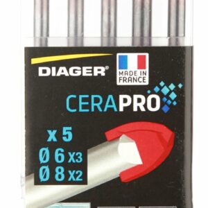 Coffret 5 forets - DIAGER - Cerapro attachement 6 pans Diam.6(x3)-8(x2) mm
