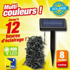 Guirlande à énergie solaire 400 LED multi couleurs