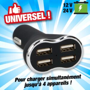 Chargeur USB voiture 12/24V