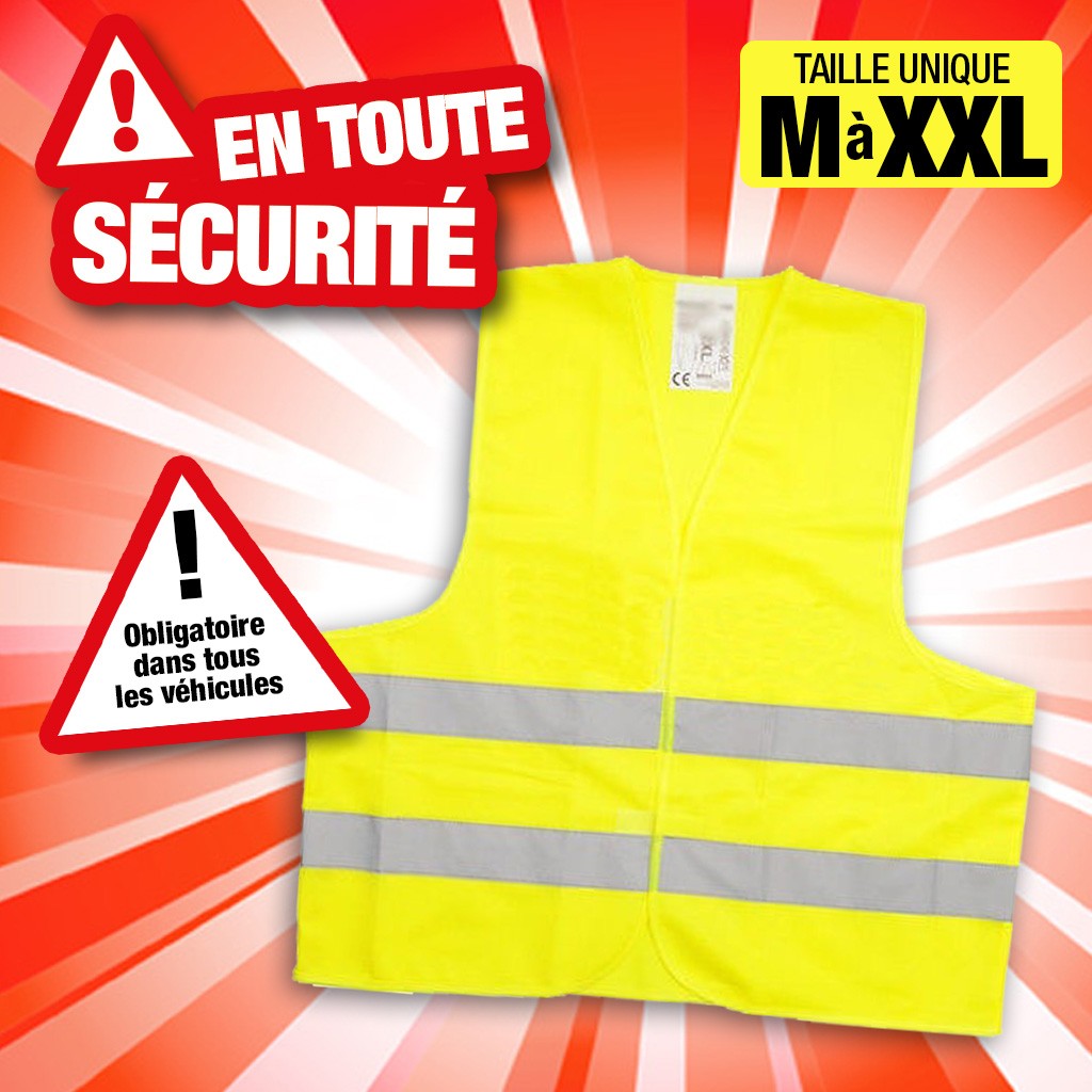 Gilet jaune de sécurité - taille unique M-XXL