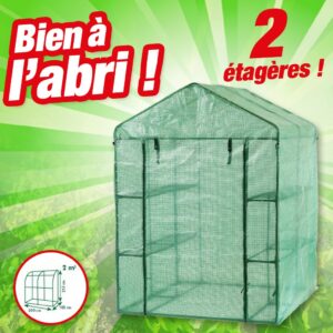 Serre de jardin avec 2 étagères 2 niveaux