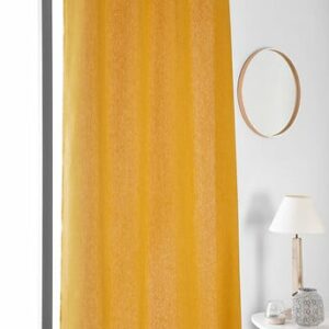 Rideau avec oeillets - Coton/Lin - Jaune ambitieux - 135x260cm