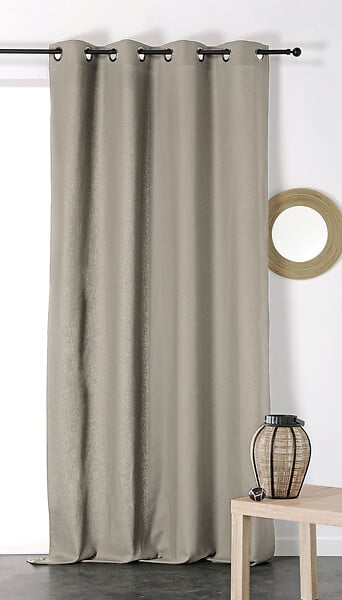 Rideau avec oeillets - Tamisant - Coton/Lin - Taupe - 135x260cm