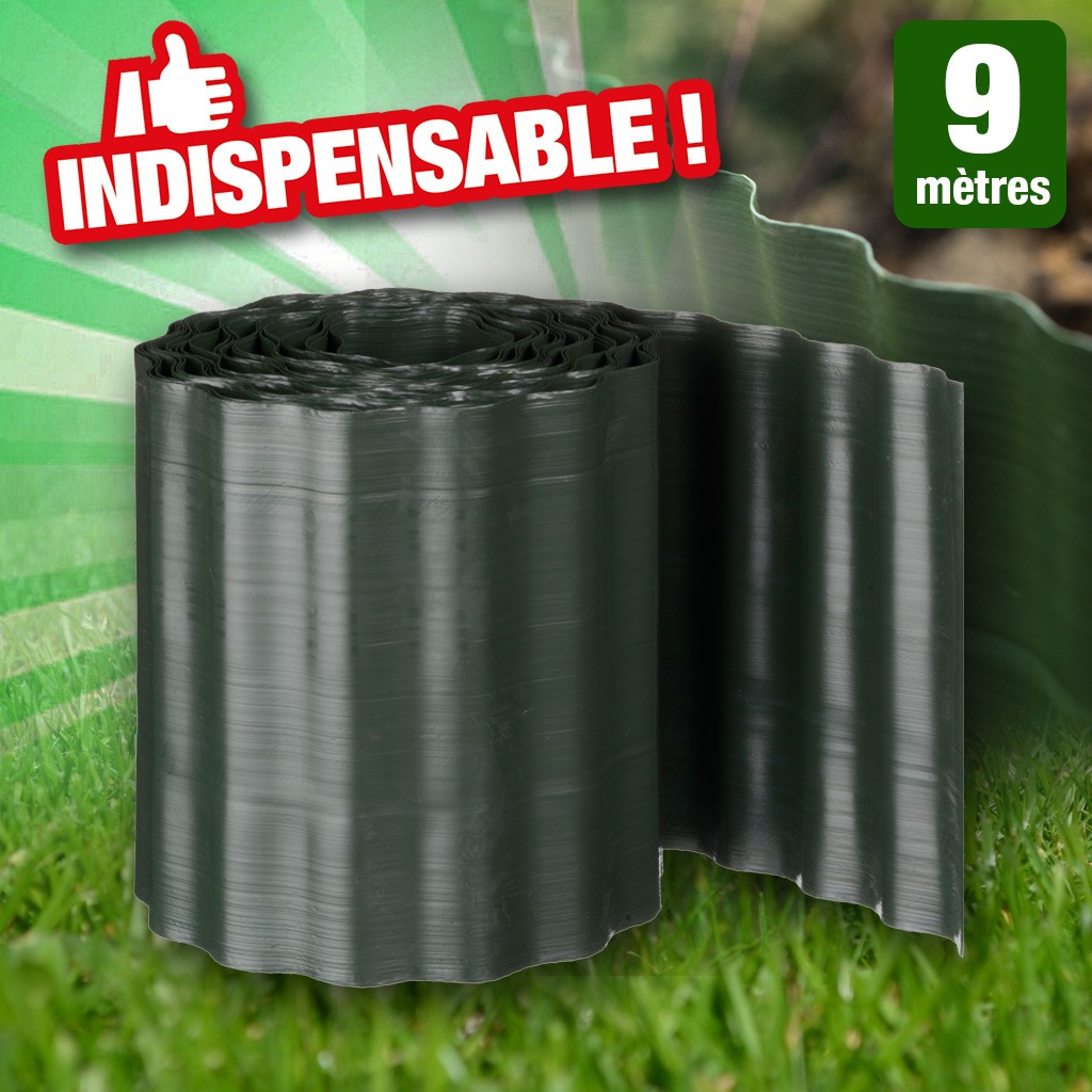 Bordure de jardin spécial gazon et massifs ... EN PVC vert H20 cm x 9 m