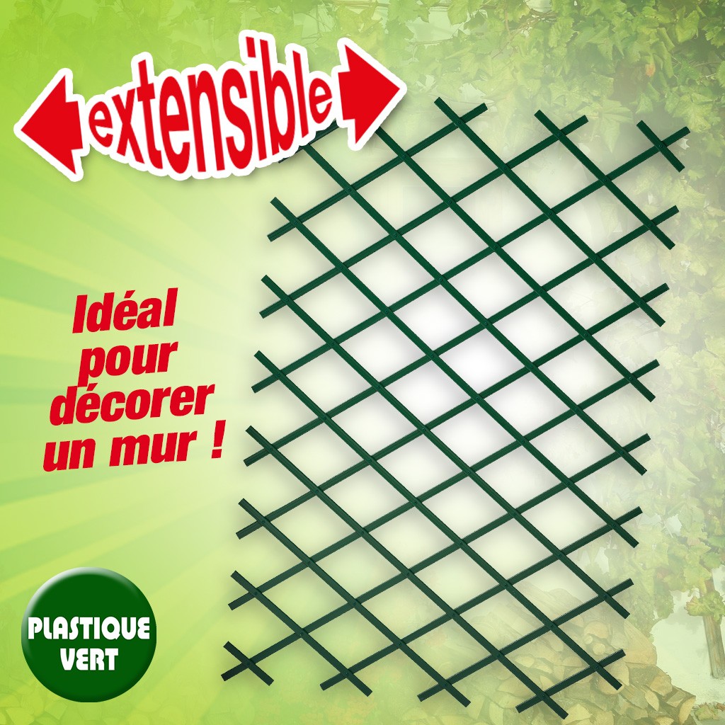 Treillis extensible en plastique vert 50 x 150 cm