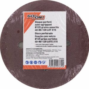 Disque perforé agrippant d.125mm grains assortis, 8 trous lot de 15