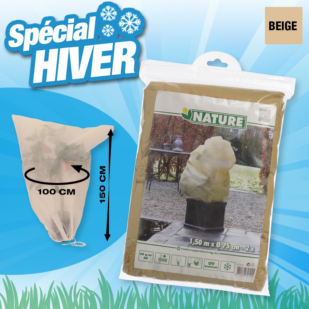 Housse d'hivernage incl, cordelette de serrage beige D100 cm x 1,50 m