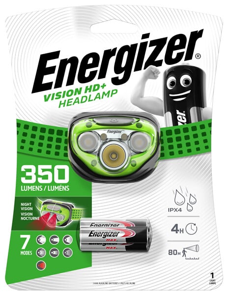 Lampe frontale Vision HD Plus Led Energizer 3AAA piles incluses