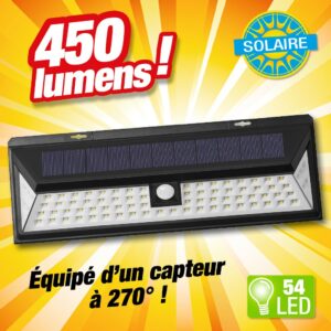 PROJECTEUR DETECTEUR DE MOUVEMENTS Ã energie solaire 54 LED