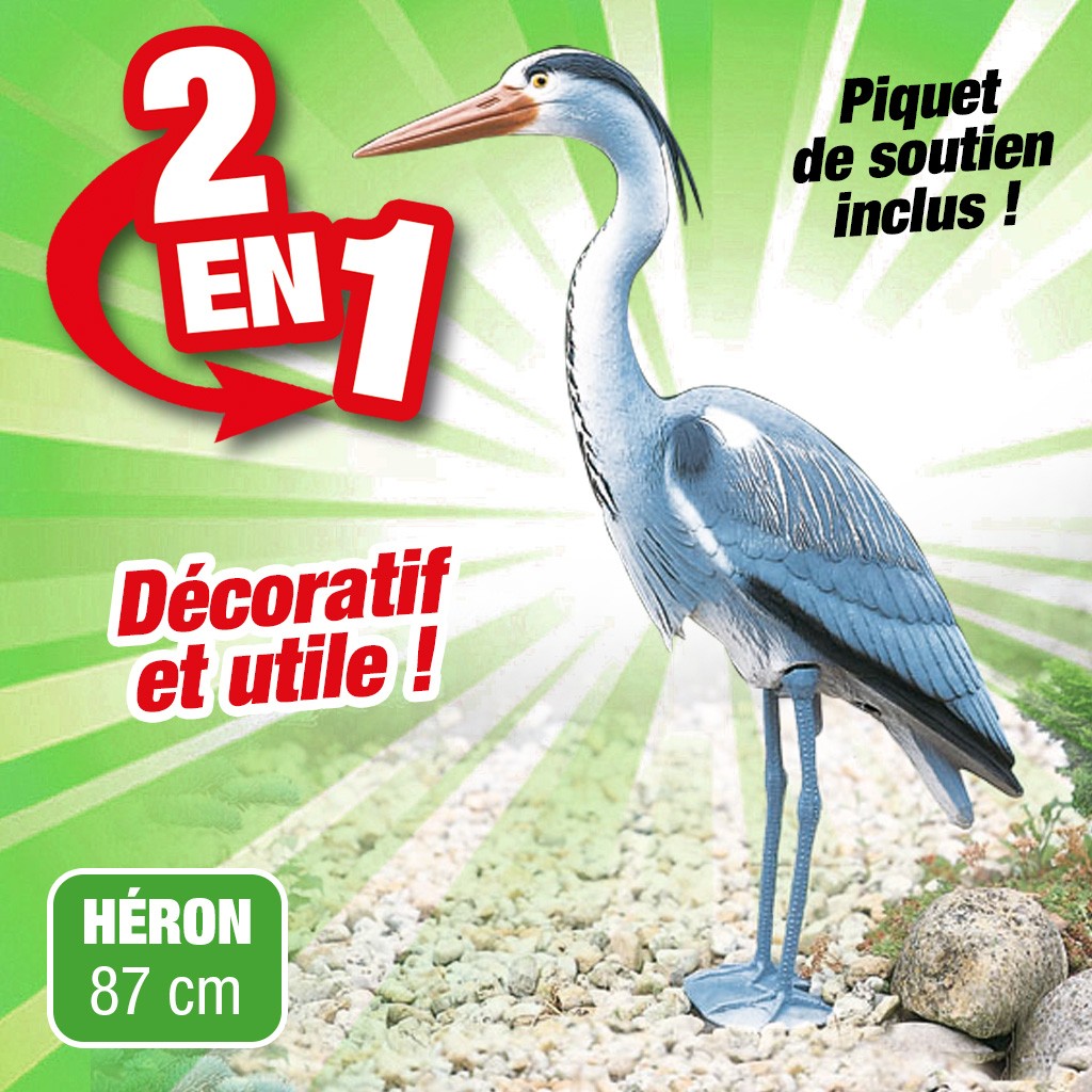 Héron I - sur 2 pattes, piquet de soutien inclus - H87 cm